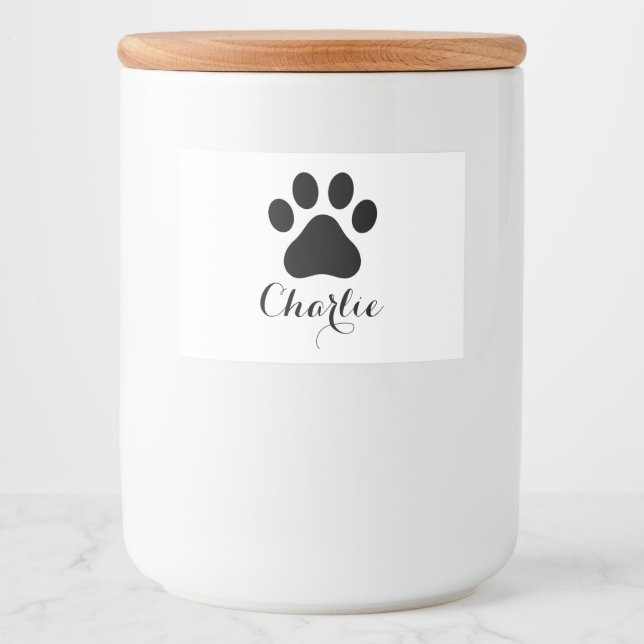 Étiquette Pour Bocaux Custom Paw Print Dog Food Container Label With Nam (Devant)