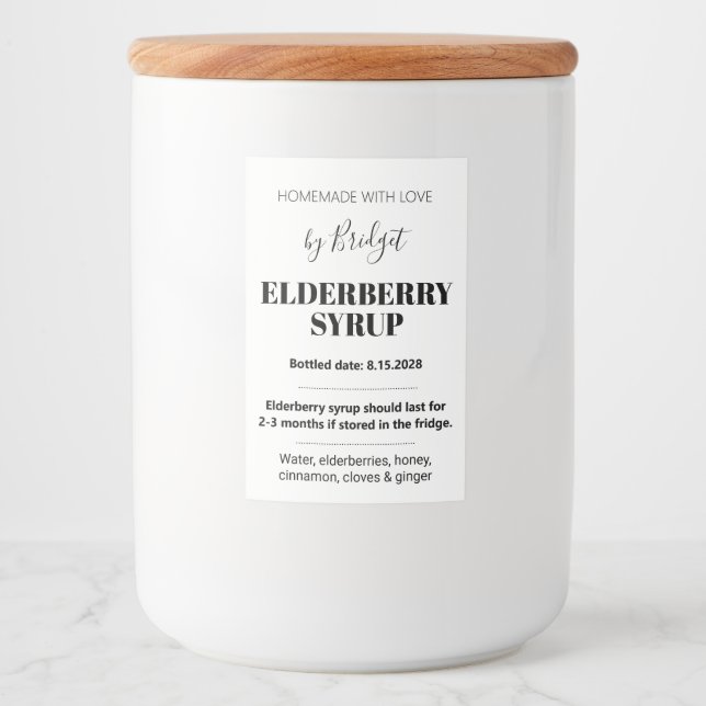 Étiquette Pour Bocaux Customizable Elderberry Syrup Label ZEB_01 (Devant)