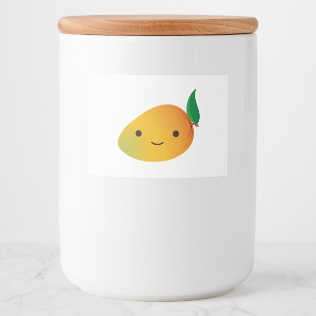 Étiquette Pour Bocaux Cute Kawaii Mango souriant (Devant)