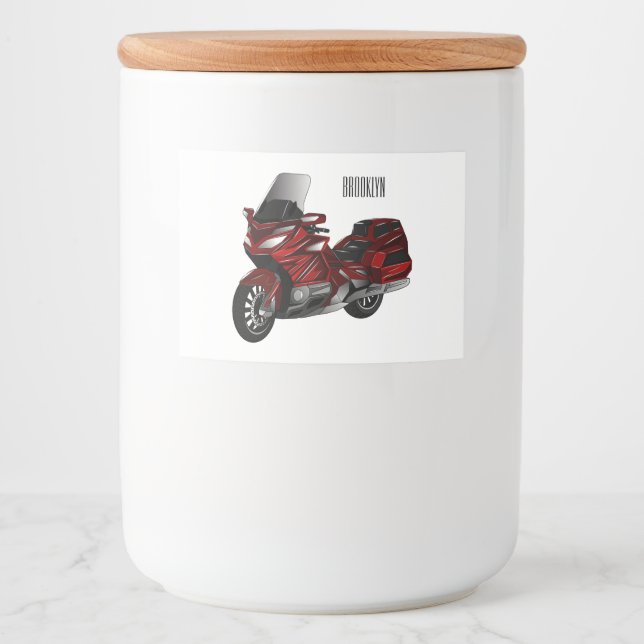 Étiquette Pour Bocaux Dessin de moto de tourisme (Devant)