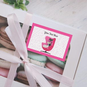 Étiquette Pour Bocaux Deux chats mignons en rose Chaise du milieu du siè