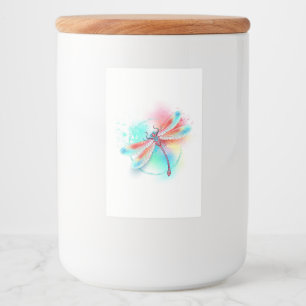 Étiquette Pour Bocaux Dragonfly rouge sur l'arrière - plan aquarelle