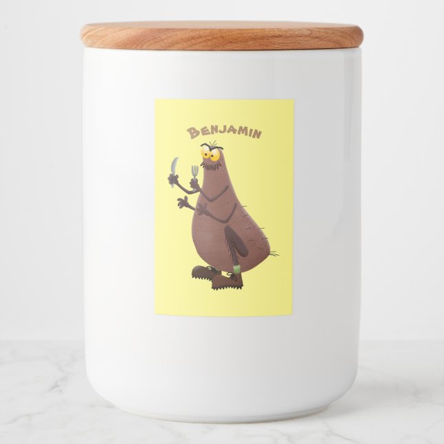 Étiquette Pour Bocaux Drôle affamé pulette affamée dessin animé (Devant)