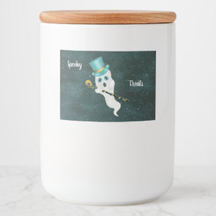 Étiquette Pour Bocaux Drôle de fantôme blanc Haze Sky Top Hat Skull Ca