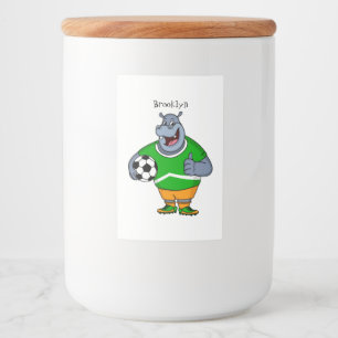 Étiquette Pour Bocaux Drôle de joueur de football hippo dessin humoristi