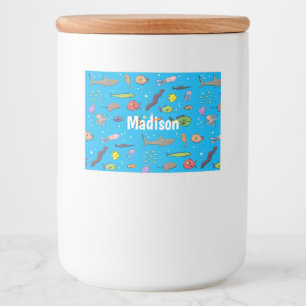 Étiquette Pour Bocaux Drôle des créatures marines dessin motif