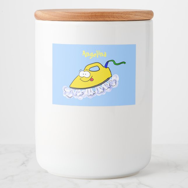 Étiquette Pour Bocaux Drôle dessin animé linge de fer (Devant)