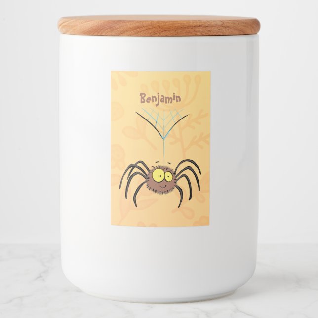 Étiquette Pour Bocaux Drôle mignon dessin animé d'araignée moelleuse (Devant)