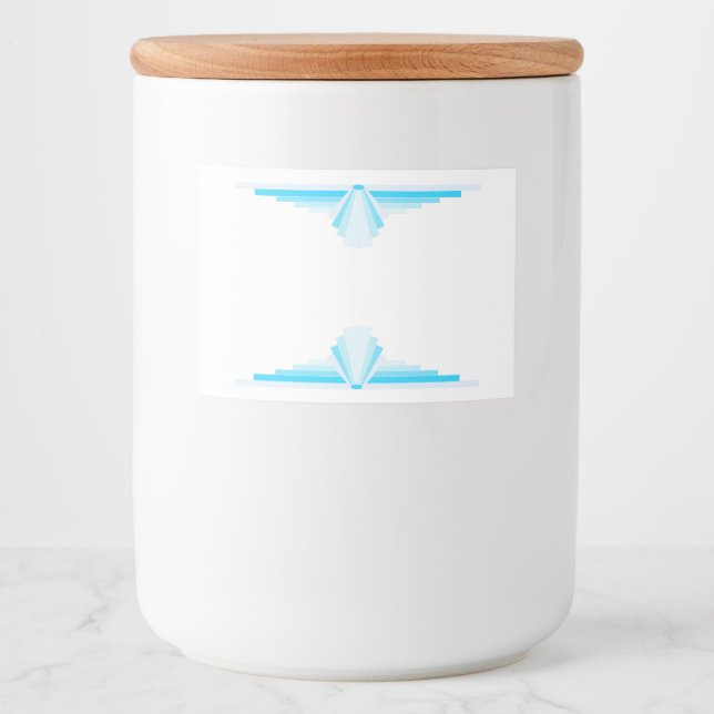 Étiquette Pour Bocaux Elément Art déco en bleu clair (Devant)