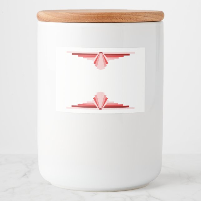 Étiquette Pour Bocaux Elément Art déco en rouge (Devant)