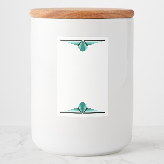 Étiquette Pour Bocaux Elément Art déco en turquoise (Devant)