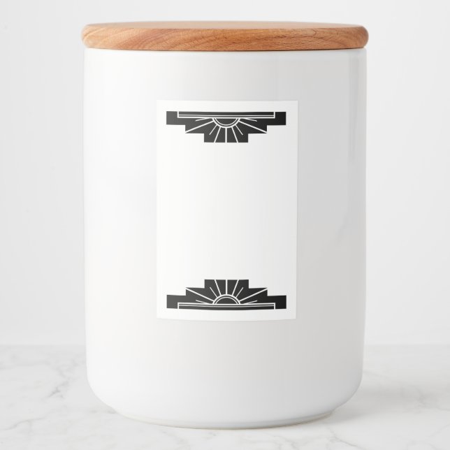 Étiquette Pour Bocaux Elément soleil Art déco en noir (Devant)