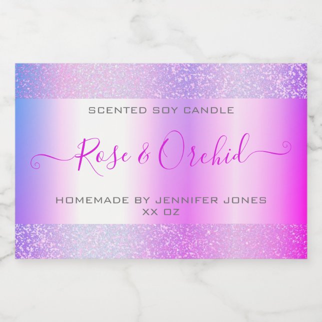 Étiquette Pour Bocaux Emballage de Parties scintillant Holographique ros (Étiquettes simples)