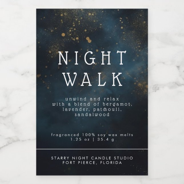 Étiquette Pour Bocaux Étoiles célestes Blue Candle Wax Melt 3x2" Étiquet (Étiquettes simples)