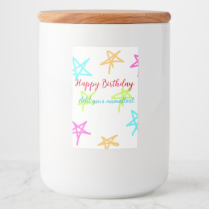 Étiquette Pour Bocaux Étoiles colorées joyeux anniversaire ajouter nom t