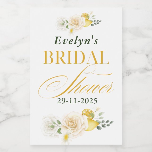 Étiquette Pour Bocaux Fête de mariage Citron Eucalyptus Rose (Étiquettes simples)