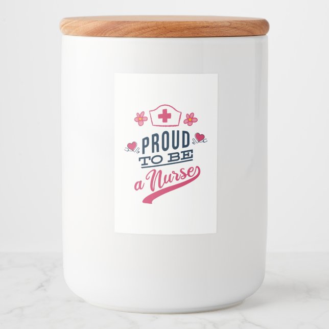 Étiquette Pour Bocaux Fier d'être une infirmière (Devant)
