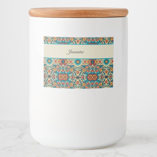 Étiquette Pour Bocaux Fiesta Blooms, personnalisable (Devant)