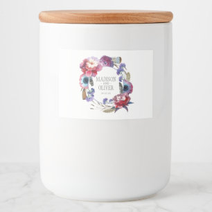 Étiquette Pour Bocaux Floral de pivoine fleur sauvage avec plumes MARI