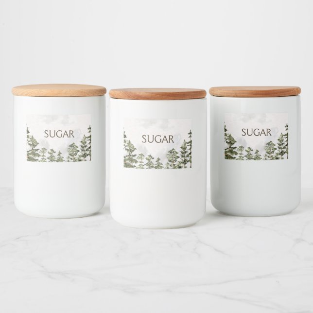 Étiquette Pour Bocaux Forêt de pins  Aquarelle nature (Bouteilles)