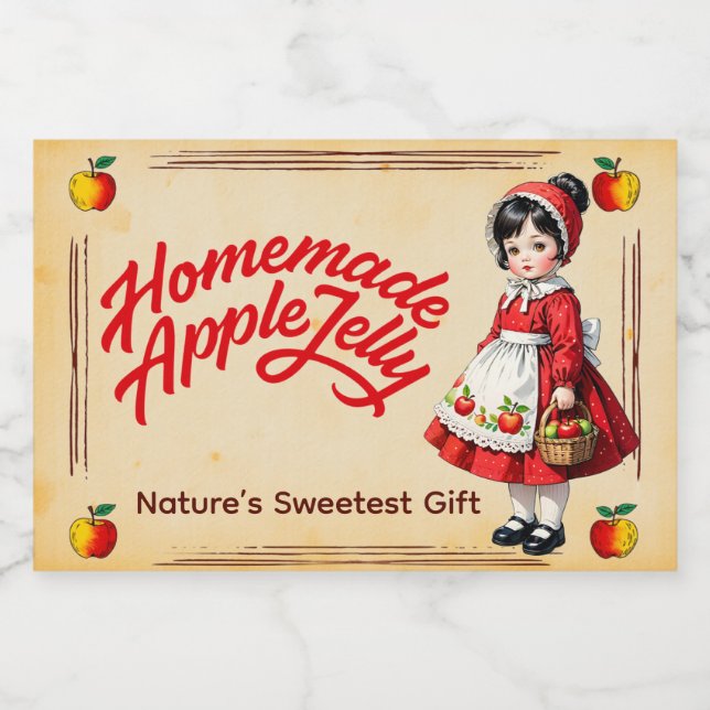 Étiquette Pour Bocaux Gelée de pomme maison - Vintage (Étiquettes simples)