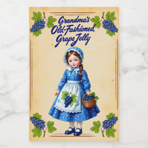Étiquette Pour Bocaux Gelée de raisin vintage à l'ancienne de grand-mère
