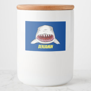 Étiquette Pour Bocaux Grand requin blanc moyen dessin animé
