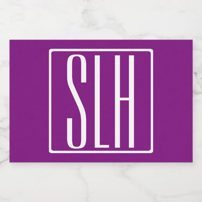 Étiquette Pour Bocaux Gras moderne 3 initiales Monogramme | Blanc et pou (Étiquettes simples)