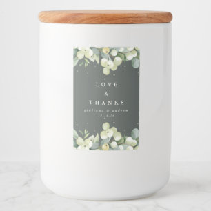 Étiquette Pour Bocaux Gray Green Snowberry+Eucalyptus Mariage d'hiver