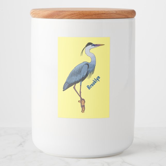 Étiquette Pour Bocaux Great blue heron cartoon illustration (Devant)