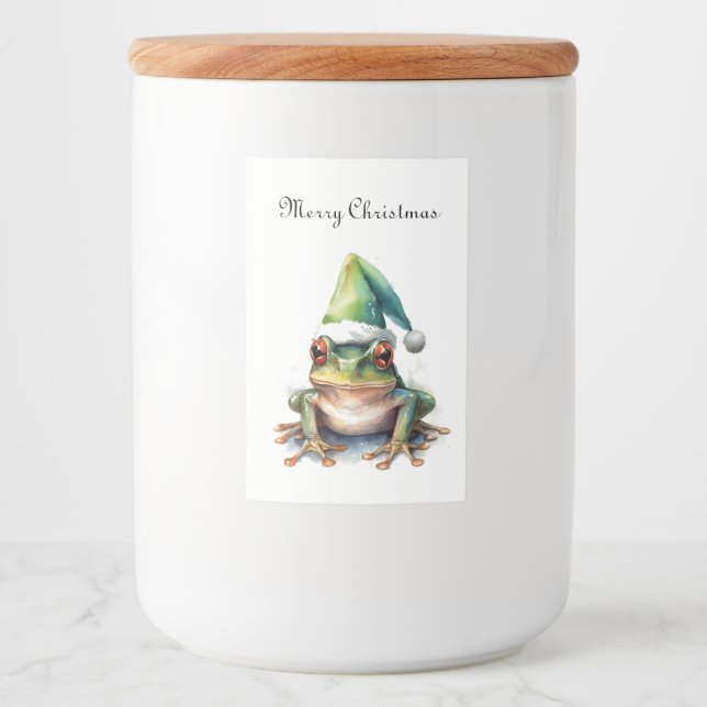 Étiquette Pour Bocaux Grenouille de Noël, coutume (Devant)