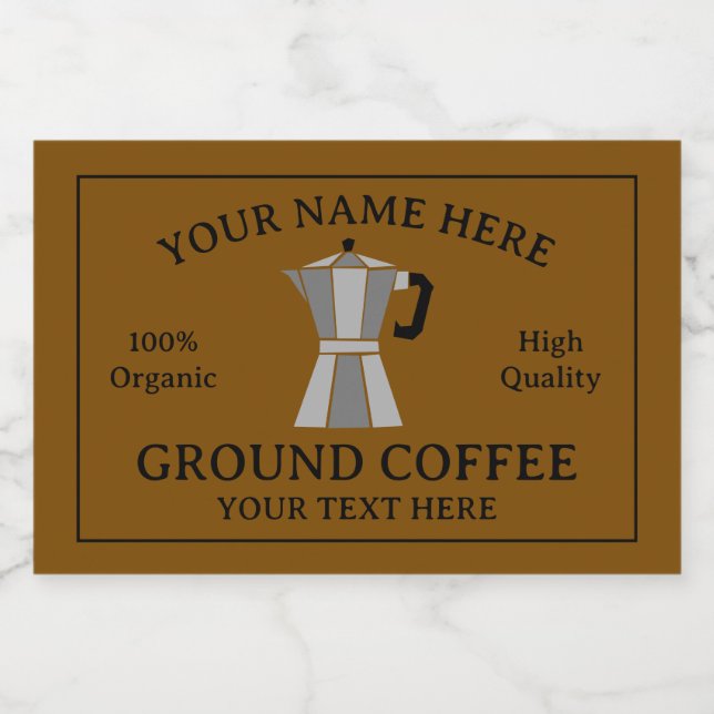 Étiquette Pour Bocaux Ground coffee food label template with moka pot (Étiquettes simples)