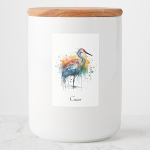 Étiquette Pour Bocaux Grue élégante : Art à l'aquarelle, personnalisable