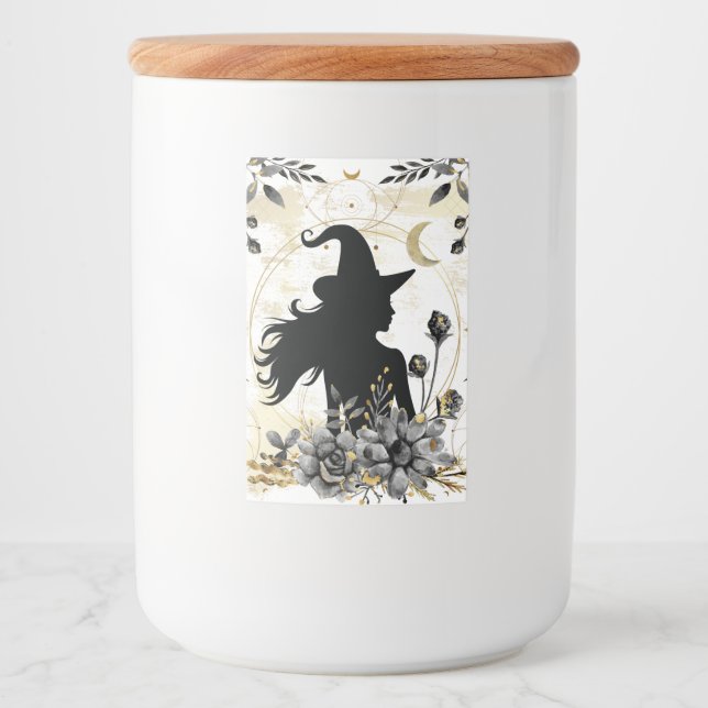 Étiquette Pour Bocaux Halloween contemporain moderne sorcière 3 (Devant)