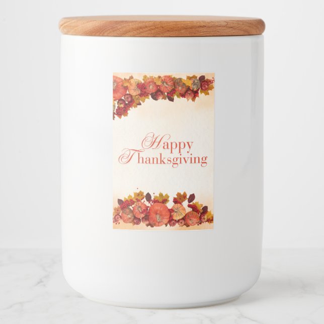 Étiquette Pour Bocaux Happy Thanksgiving (Devant)