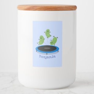 Étiquette Pour Bocaux Haricots verts mignons sur dessin animé trampoline