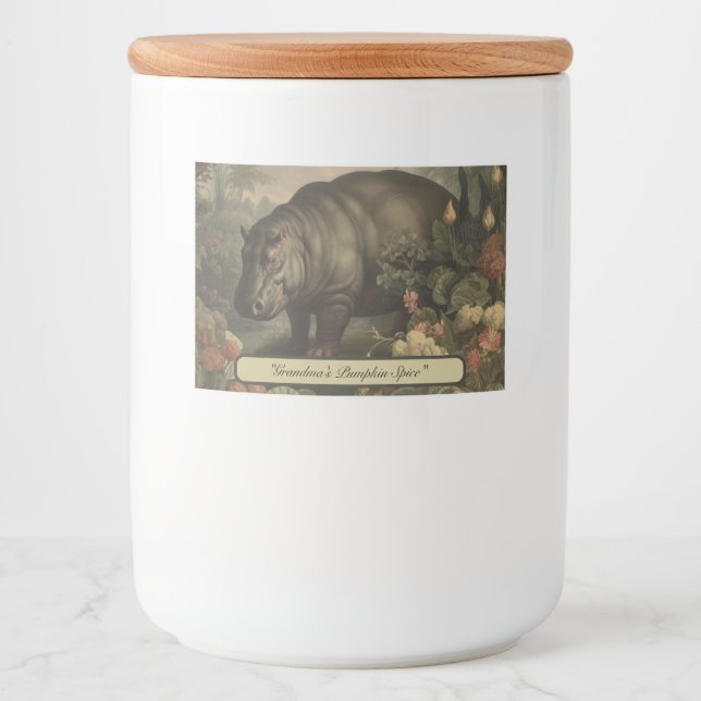 Étiquette Pour Bocaux Hippo botanique vintage, personnalisable (Devant)