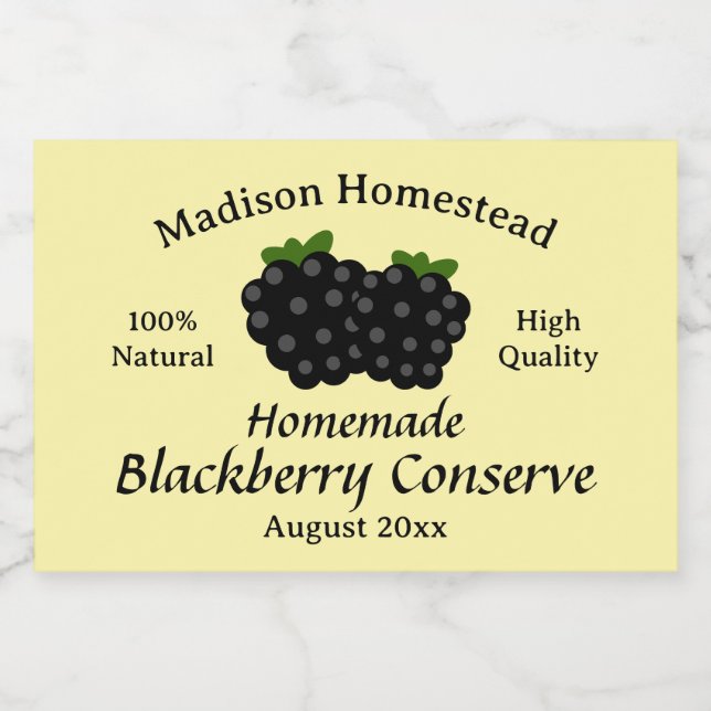 Étiquette Pour Bocaux Homestead Blackberry Conserve Jelly Jam modèle (Étiquettes simples)