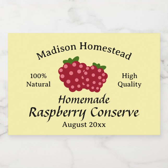 Étiquette Pour Bocaux Homestead Raspberry Conserve Jelly Jam modèle (Étiquettes simples)