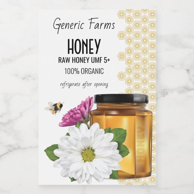 Étiquette Pour Bocaux Honeybee Honey Jar (Étiquettes simples)