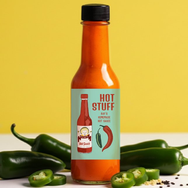 Étiquette Pour Bocaux HOT STUFF Spicy Hot Sauce Jalapeños Chiles (HOT STUFF Spicy Hot Sauce Jalapeños Chiles Food Label
)