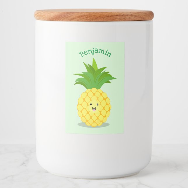 Étiquette Pour Bocaux Illustration d'ananas mignon (Devant)