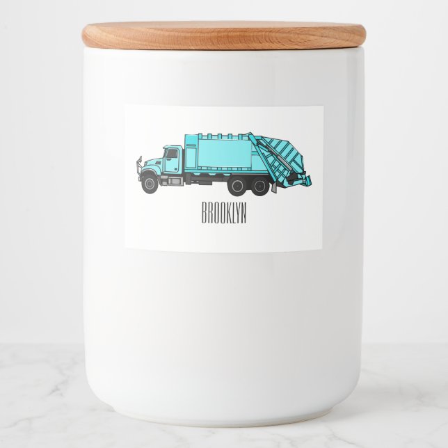 Étiquette Pour Bocaux Illustration de camion à ordures (Devant)