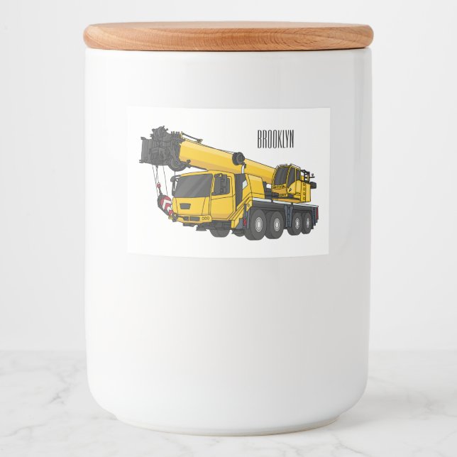 Étiquette Pour Bocaux Illustration de camion de grue (Devant)
