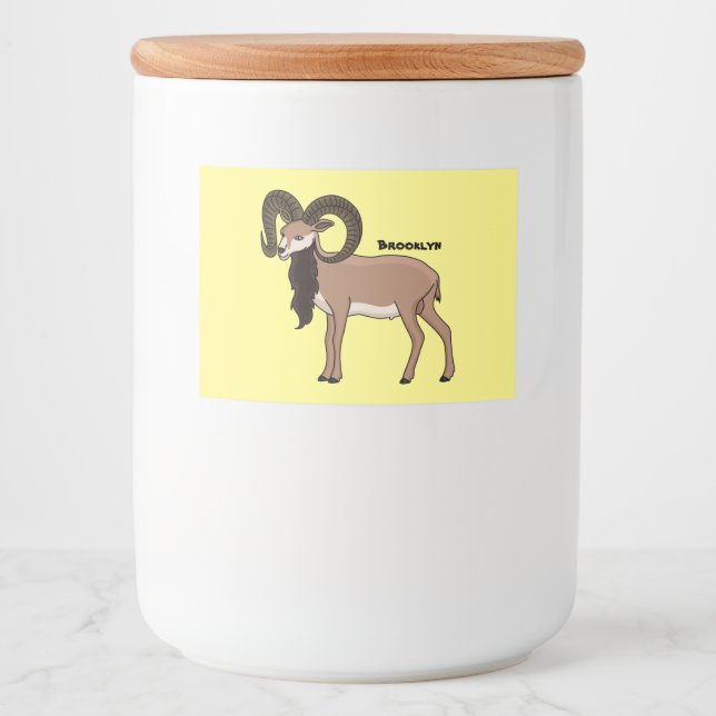 Étiquette Pour Bocaux Illustration de chèvre de Mouflon (Devant)