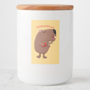 Étiquette Pour Bocaux Illustration de dessin animé de capybara ukulele