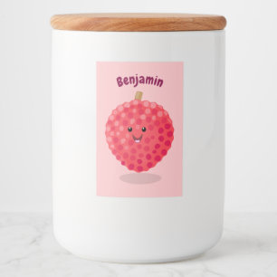 Étiquette Pour Bocaux Illustration de dessin animé de litchi rose mignon