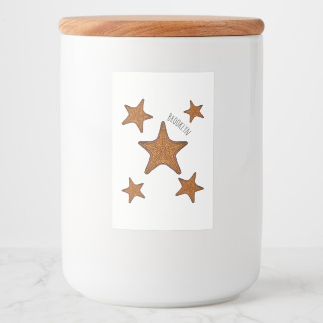 Étiquette Pour Bocaux Illustration de dessin de Starfish (Devant)