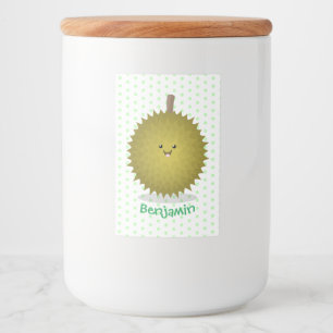 Étiquette Pour Bocaux Illustration de durian de dessin animé mignon et h