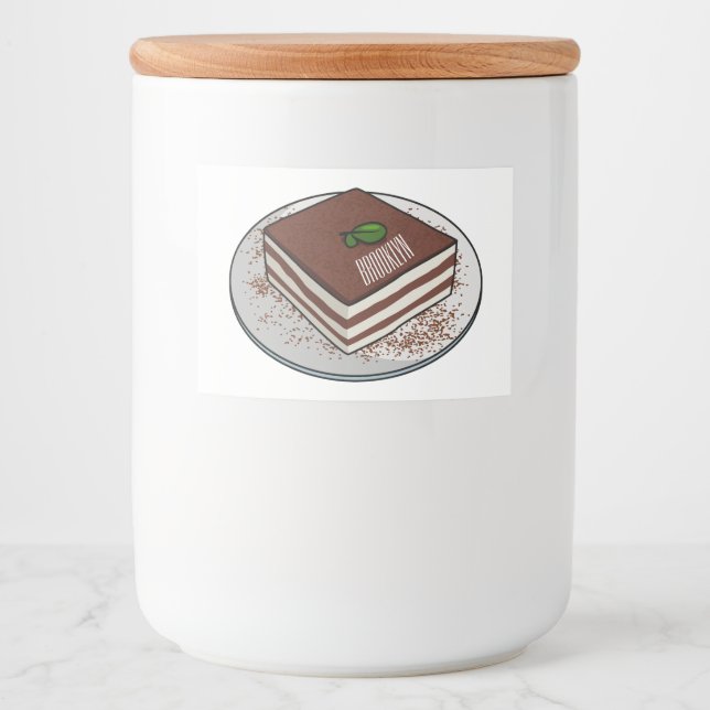 Étiquette Pour Bocaux Illustration de gâteau de Tiramisu (Devant)